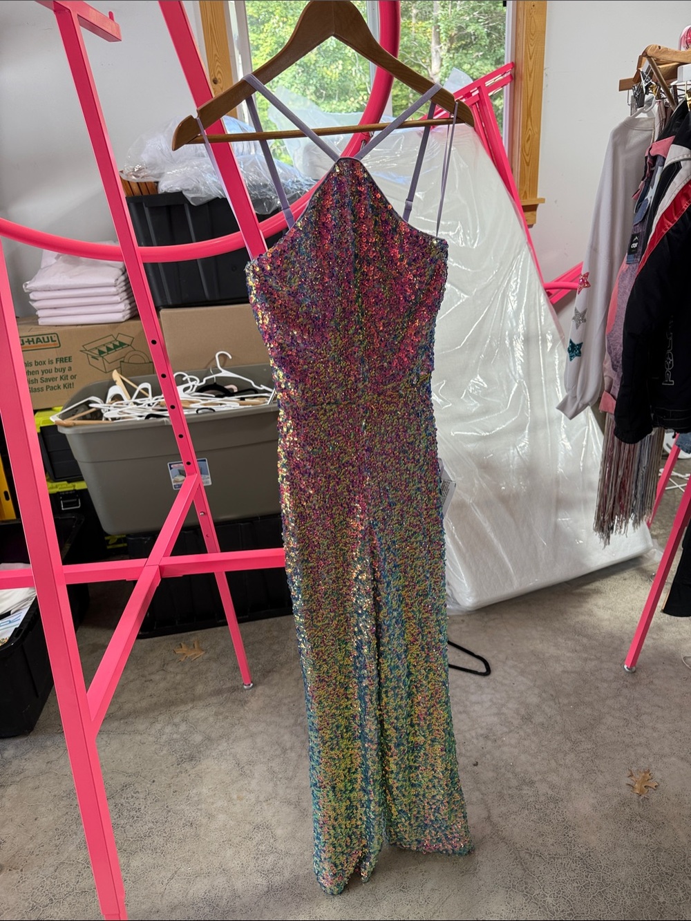 Dress the Population Multicolor Sequin Halter Jumpsuit